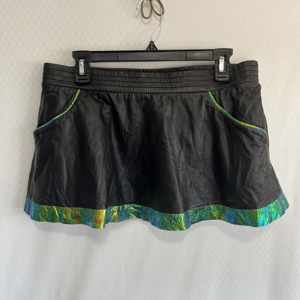 Theyskens Theory Mini Skirt size 0 Black LAMB LEATHER & Silk